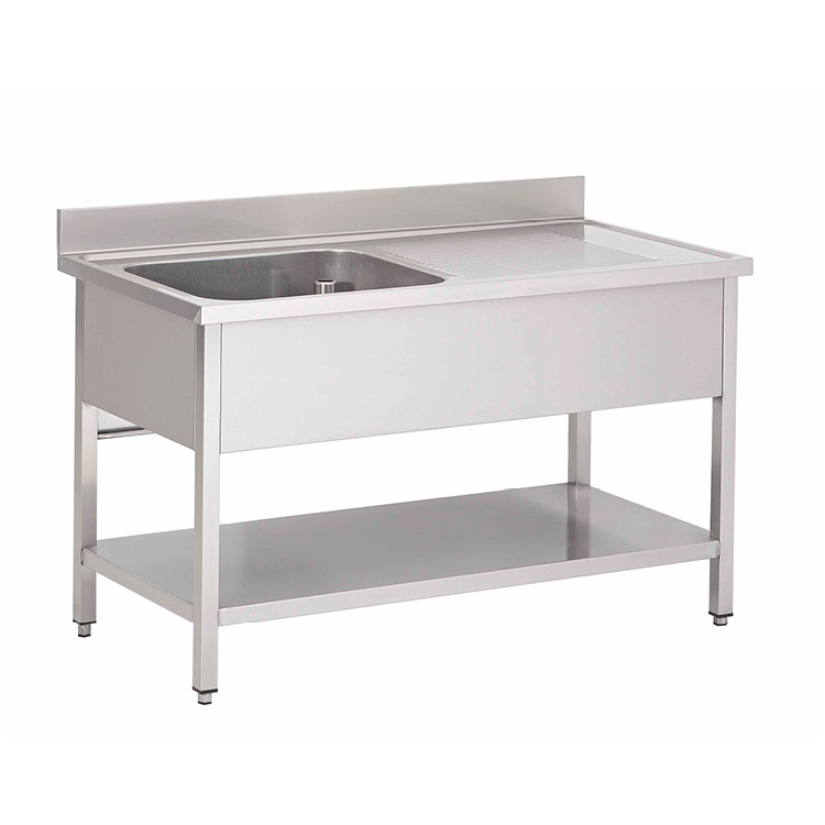 Gastro-Inox spoeltafel met links 1 spoelbak en onderblad 1200(l)mm