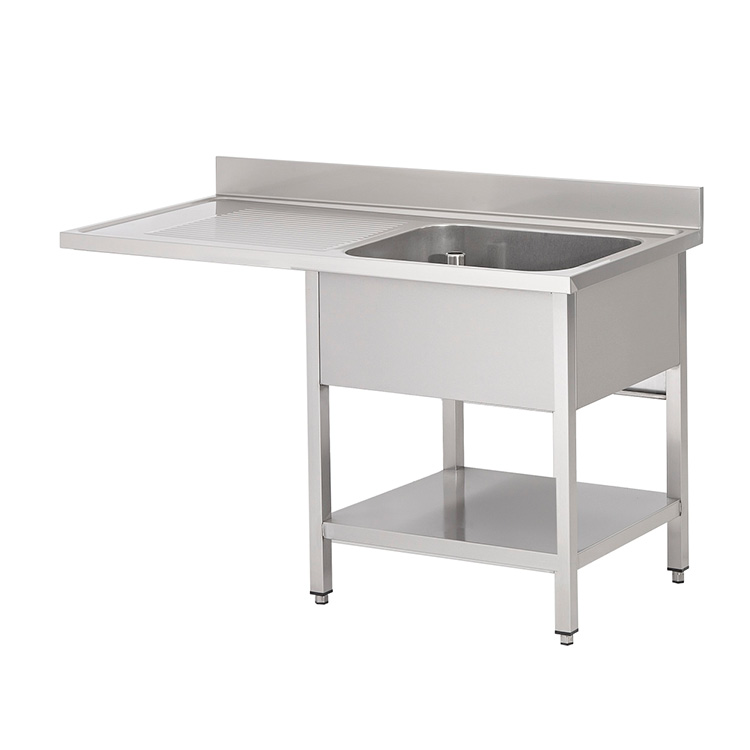 Gastro-Inox spoeltafel met spoelbak R onderblad en ruimte voor vaatwasser 1200(l)mm
