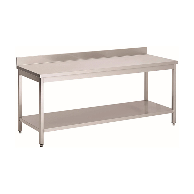 Gastro-Inox RVS werktafel met onderblad en achteropstand 1500 x 700 x 850 mm