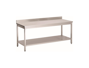 Gastro-Inox RVS werktafel met onderblad en achteropstand 1500 x 600 x 850 mm