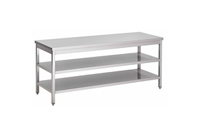 Gastro-Inox RVS werktafel met dubbel onderblad 800 x 700 x 850 mm