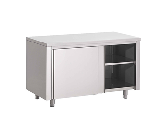 Gastro-Inox RVS werkbank 1300 x 700 x 850 mm met schuifdeuren