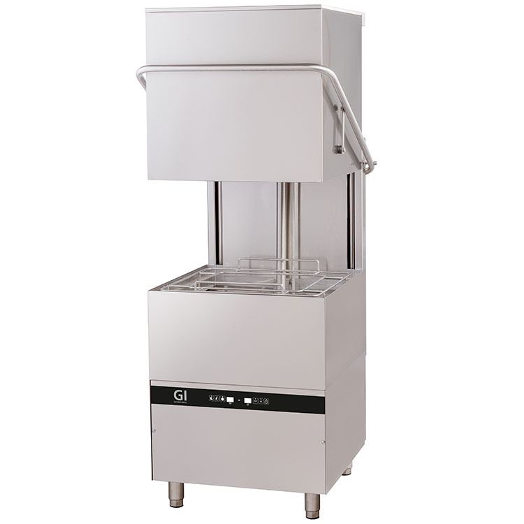 Gastro-Inox digitale doorschuifvaatwasser met pomp en zeepdispenser 50 x 50 cm 400V