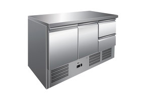 Gastro-Inox RVS werkbank met 2 deuren & 2 laden geforceerd gekoeld