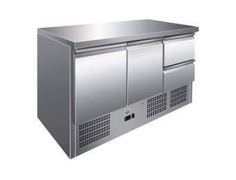 Gastro-Inox RVS werkbank met 2 deuren & 2 laden geforceerd gekoeld