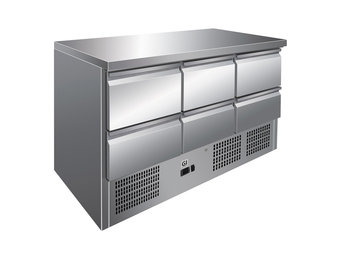 Gastro-Inox RVS werkbank met 6 laden geforceerd gekoeld