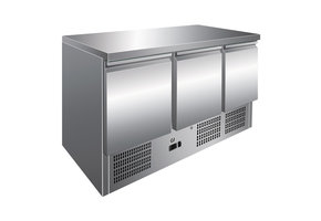 Gastro-Inox RVS werkbank met 3 deuren geforceerd gekoeld