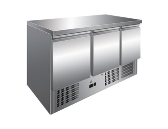 Gastro-Inox RVS werkbank met 3 deuren geforceerd gekoeld