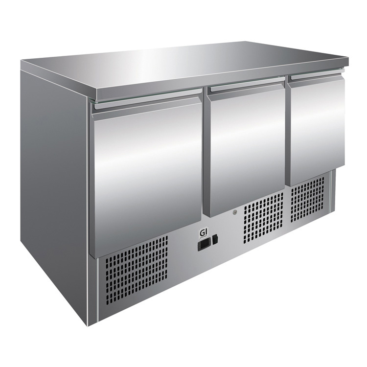 Gastro-Inox RVS werkbank met 3 deuren geforceerd gekoeld
