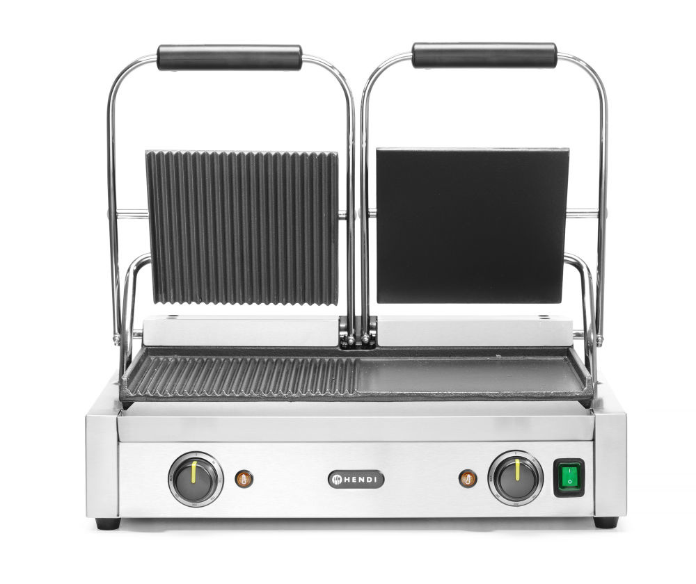 Contactgrill dubbel half glad en half geribbeld 570 x 370 x 210 mm