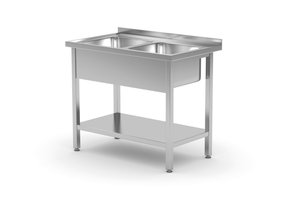 Spoeltafel dubbele gootsteen met schap 1000 x 600 x 850 mm