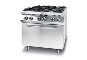 Gasfornuis Kitchen Line 4 pits met elektrische heteluchtoven GN 1/1