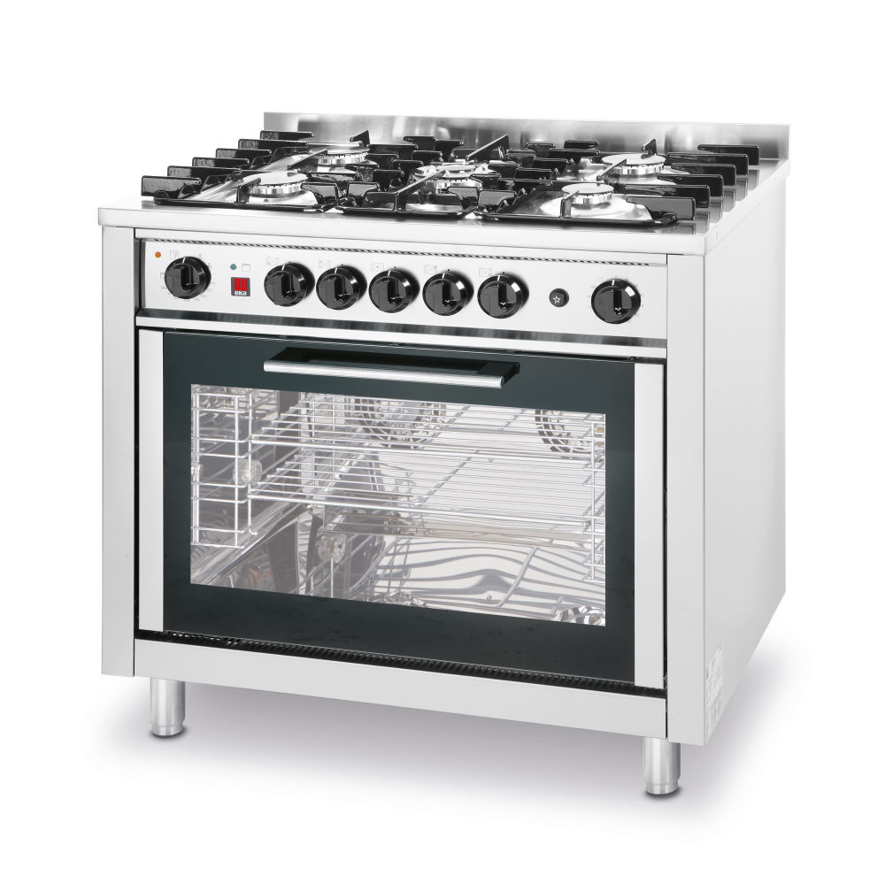 Gasfornuis Kitchen Line 5 pits met convectieoven