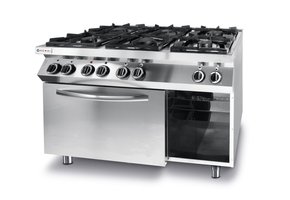 Gasfornuis Kitchen Line 6 pits met elektrische heteluchtoven GN 1/1