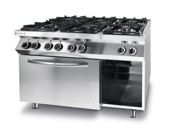 Gasfornuis Kitchen Line 6 pits met elektrische heteluchtoven GN 1/1