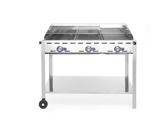 Green Fire contactgrill met 3 branders bakplaat en grillroosters