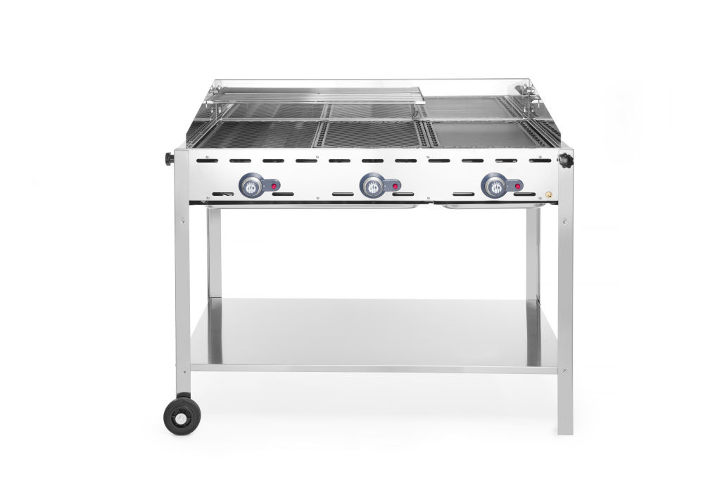 Green Fire contactgrill met 3 branders bakplaat en grillroosters