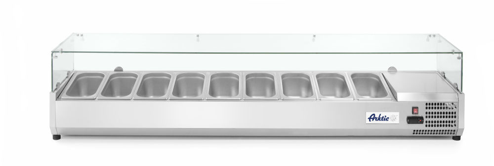 Opzetkoelvitrine Arktic voor 9x GN 1/3 glazen display