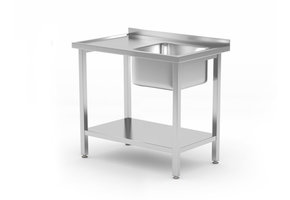 Spoeltafel met spoelbak en plank 800 x 600 x 850 mm