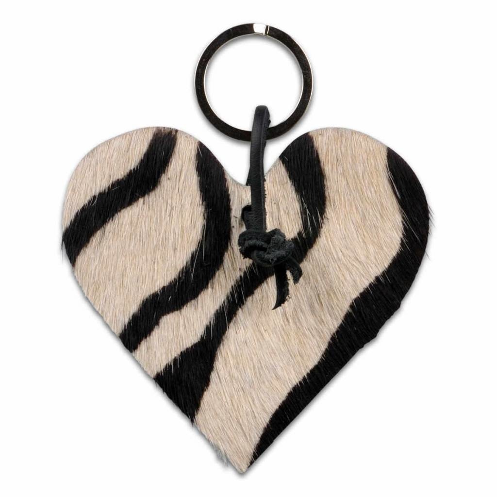 Herzform Schlüsselanhänger in Zebraprint