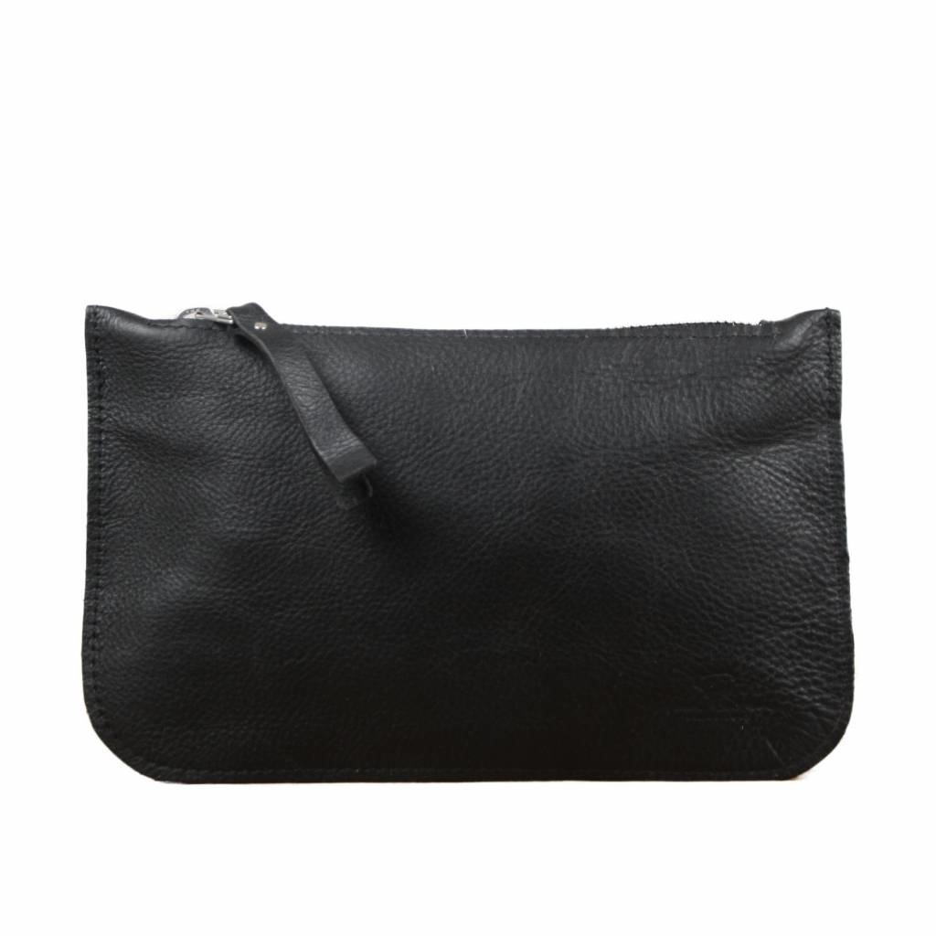 Leder Clutch in Schwarz