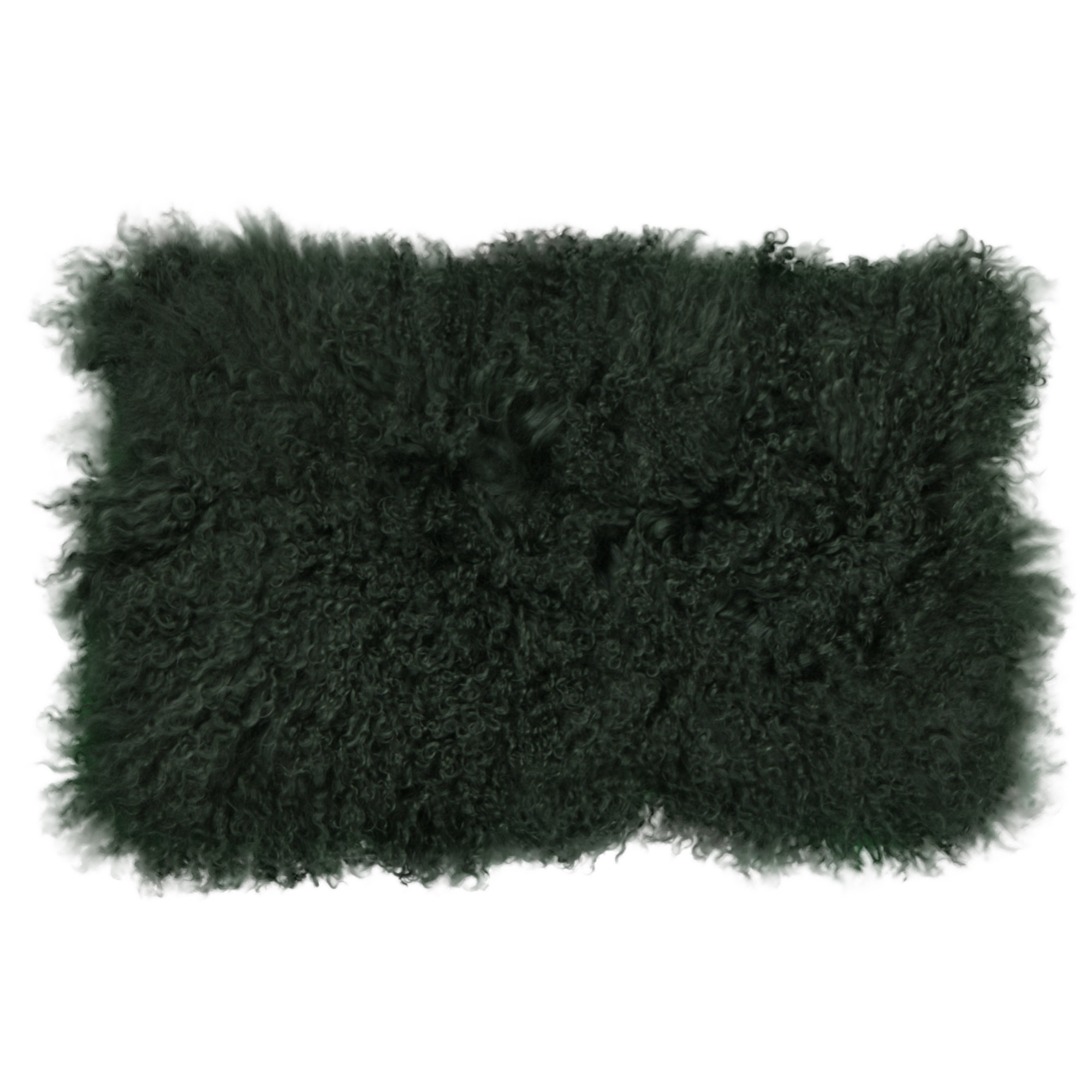 Tibetisches Lammfell Kissen - Grün - 30x50cm