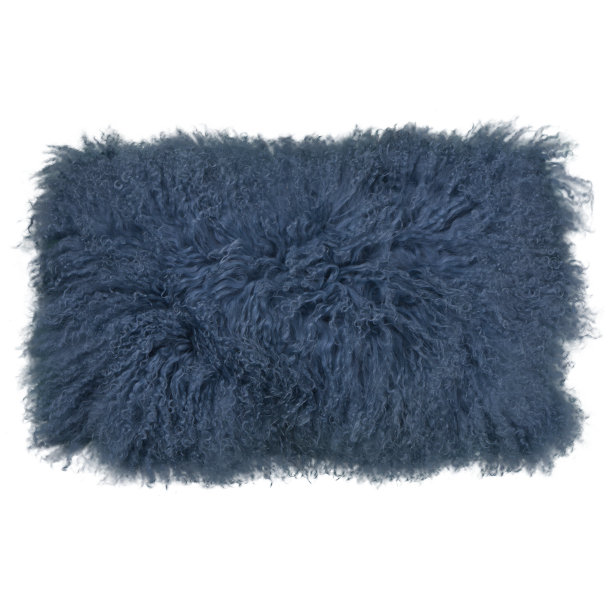 Tibetisches Lammfell Kissen - Vintage Blau - 30x50cm