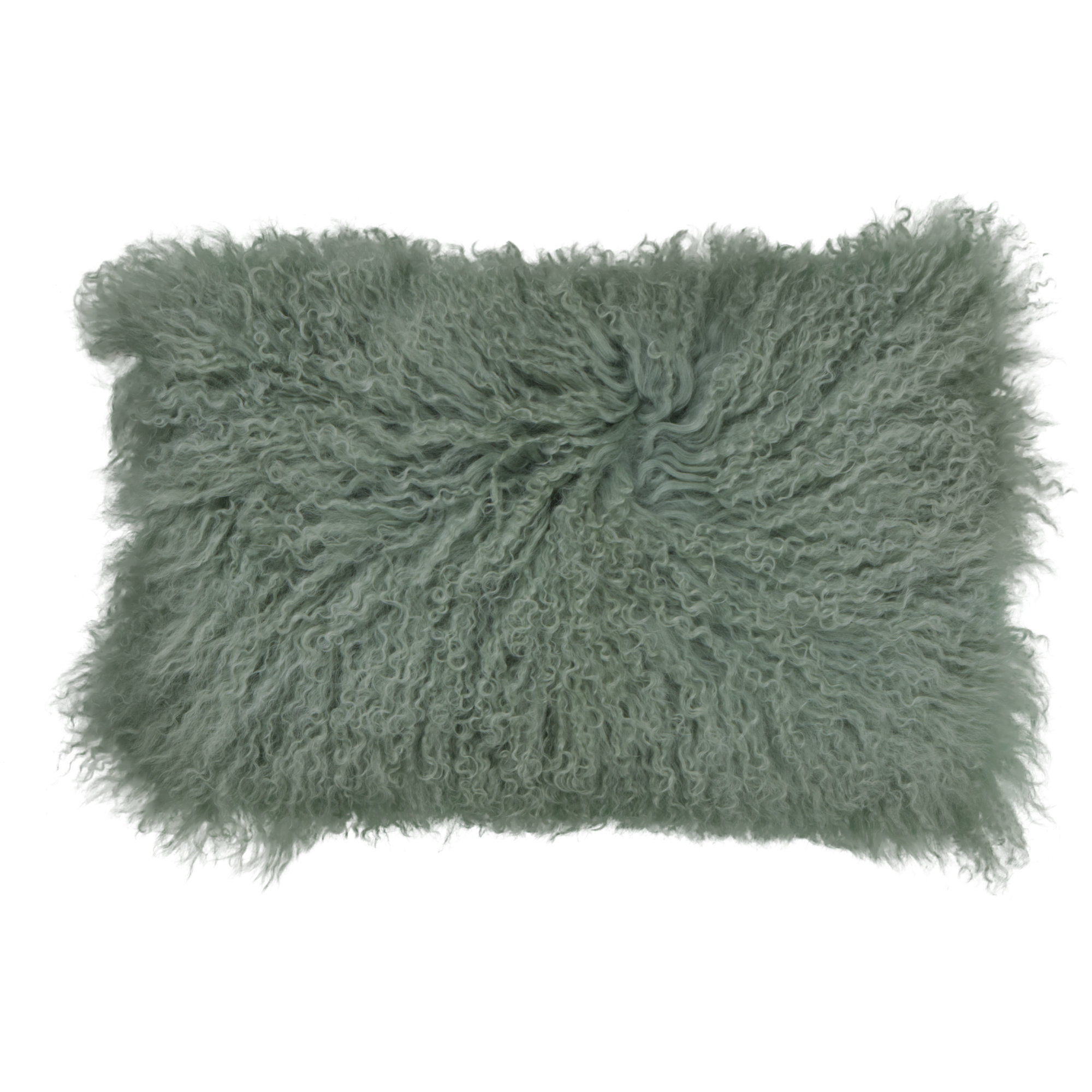Tibetisches Lammfell Kissen - Minze - 30x50cm