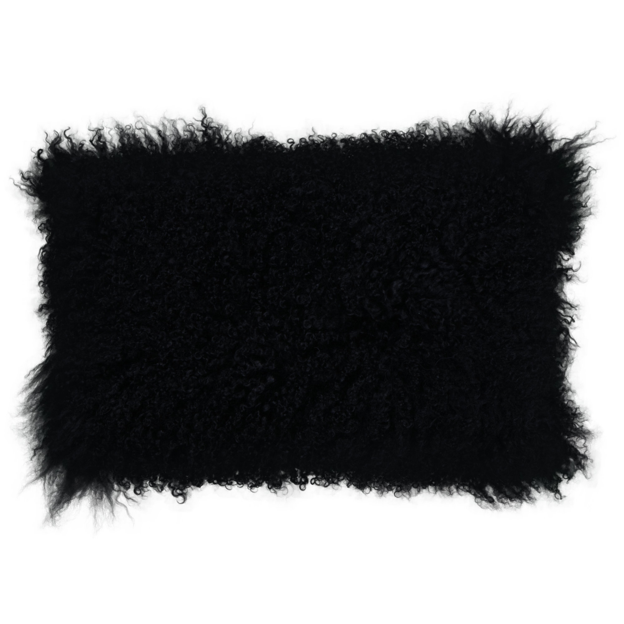Tibetisches Lammfell Kissen - Schwarz - 30x50cm
