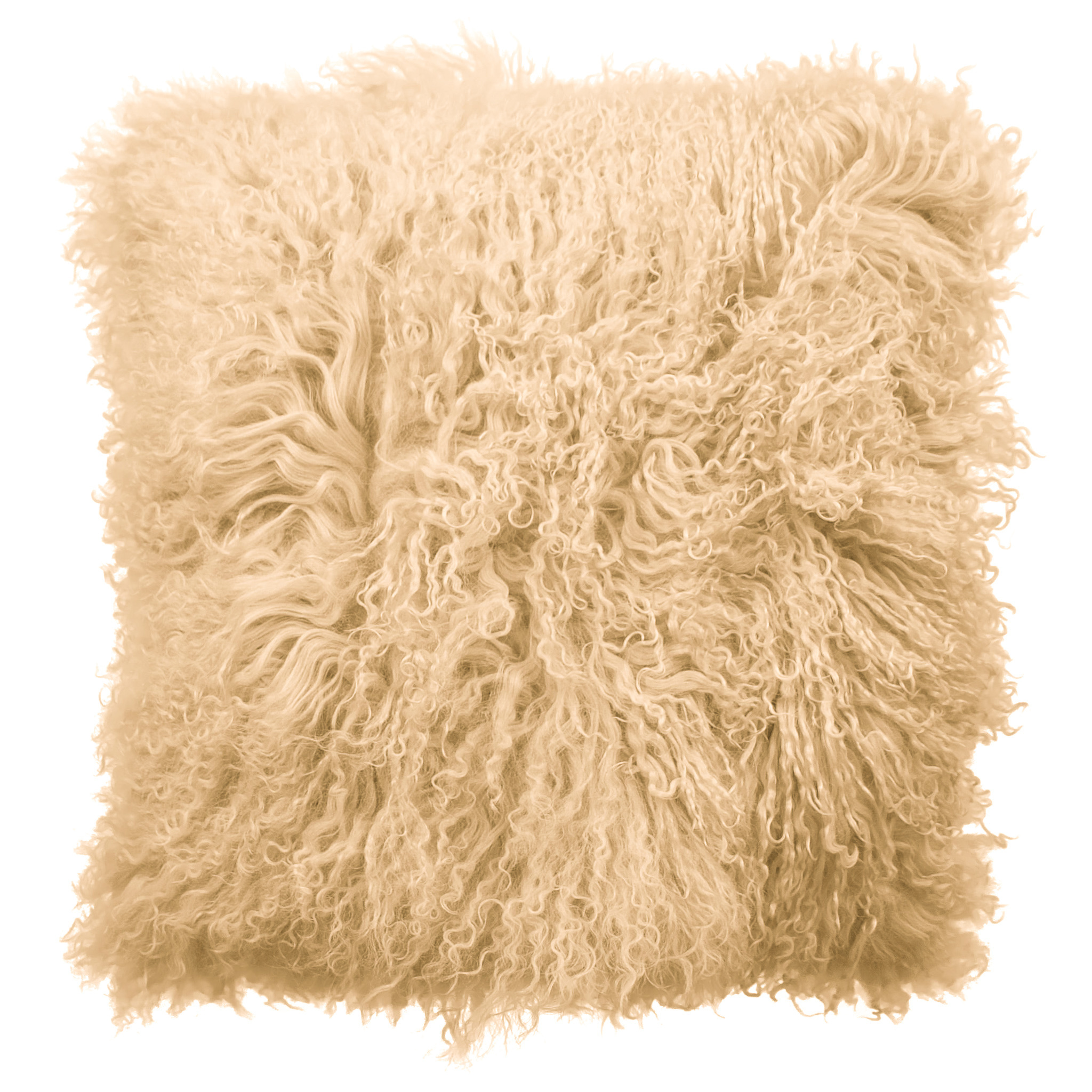 Tibet Schaffell Kissen - Kamel - 45x45cm