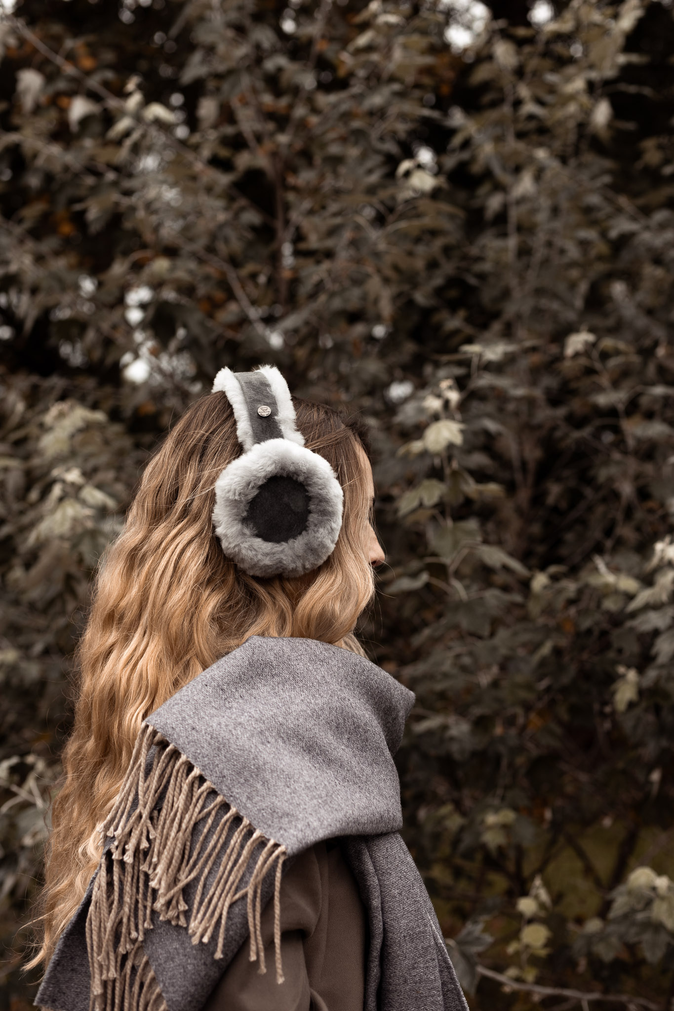 Lammfell Earmuff - Ohrenwärmer im Grau