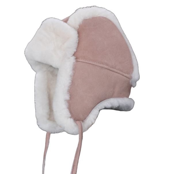 Van Buren seit 1861  Baby- und Kindermütze aus Schaffell - Rosa