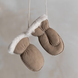 Fäustlinge aus Schaffell für Babys und Kinder – Taupe