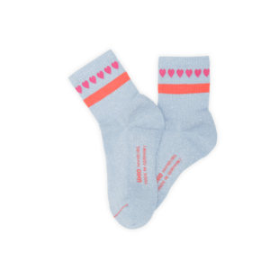 Niedrige Glitzersocken – Herzen hellblau