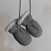 Fäustlinge aus Schaffell für Babys und Kinder –Grau