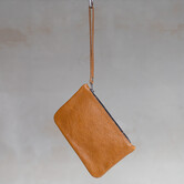 Leder Clutch in Cognac