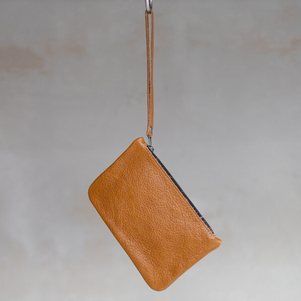 Van Buren seit 1861 Leder Clutch in Cognac