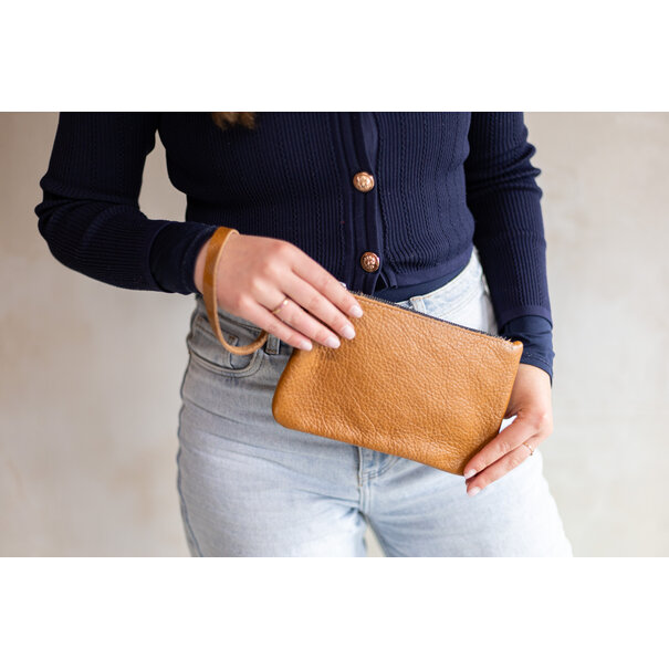 Van Buren seit 1861 Leder Clutch in Cognac