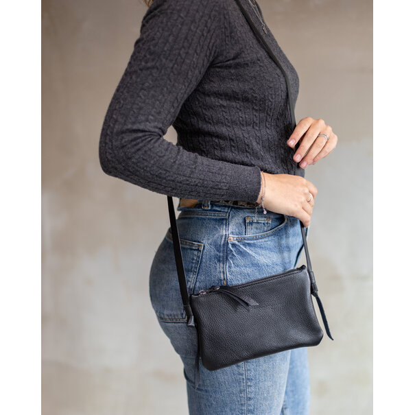 Van Buren seit 1861 Crossbody clutch - Schwarzes Leder