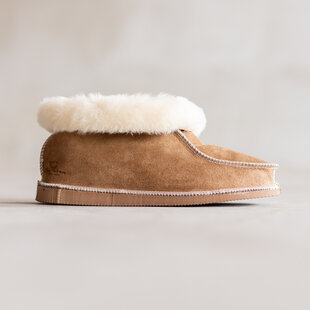Lammfell Damen Hausschuhe - Classic - Kamel/grau