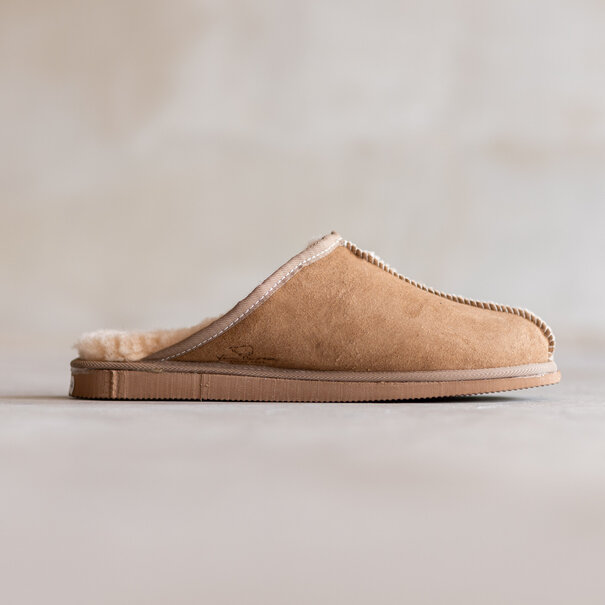 Van Buren seit 1861 Herren Lammfell Hausschuhe - Slipper - Kamel/grau