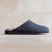 Herren Lammfell Hausschuhe - Slipper - Kamel/grau