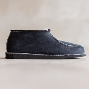 Lammfell Herren Hausschuhe - Classic - Kamel/grau