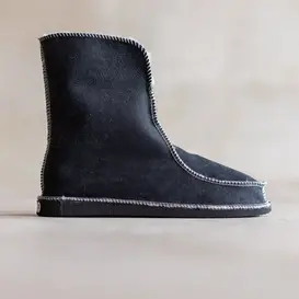 Hausschuhe - Boot Modell - Kamel/grau