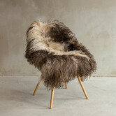 Einzigartig fotografiertes Locken-/Bergschaf Mélierte Schaffell - ca. 120x67cm - SVV-643