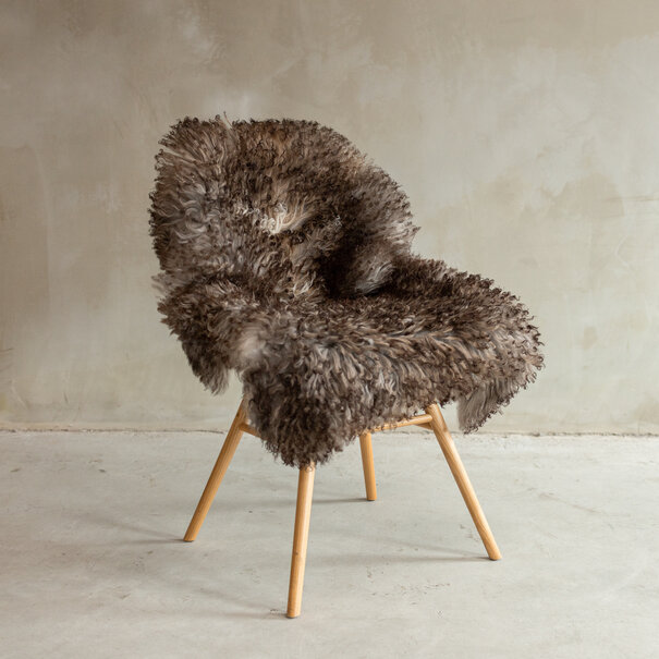 Van Buren seit 1861 Einzigartig fotografiertes Locken-/Bergschaf Mélierte Schaffell - ca. 75x68cm - SVV-678