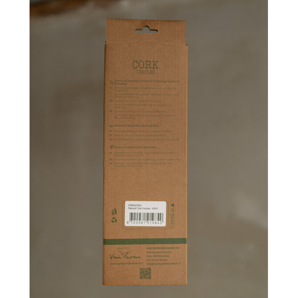 Van Buren seit 1861 Naturkork Einlegesohlen – Größe 36 bis 47