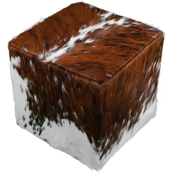 Van Buren seit 1861 Pouf aus echtem rotbuntem Kuhfell 40x40cm