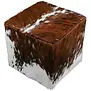Pouf aus echtem rotbuntem Kuhfell 40x40cm