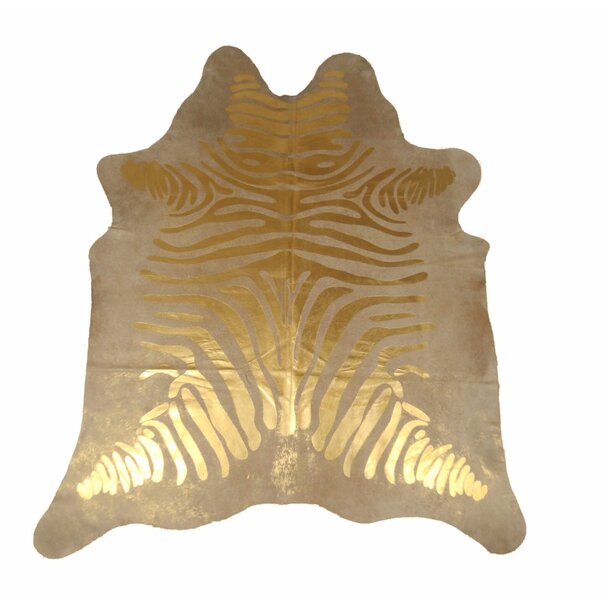 Van Buren seit 1861 Natürliches Kuhfell mit goldenem Zebraprint